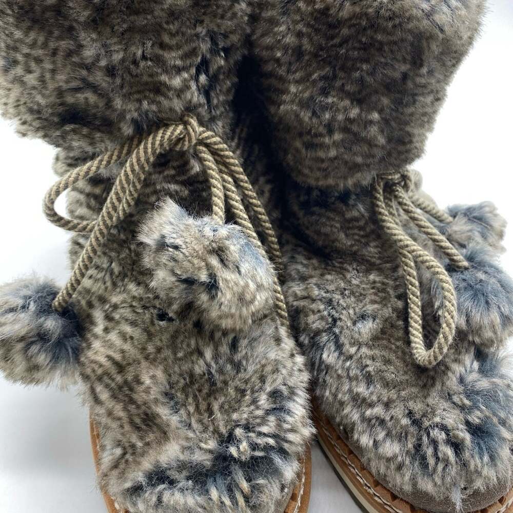 Sam Edelman Blanche Fur Boot in Gray blue & Brown Size 6 1/2